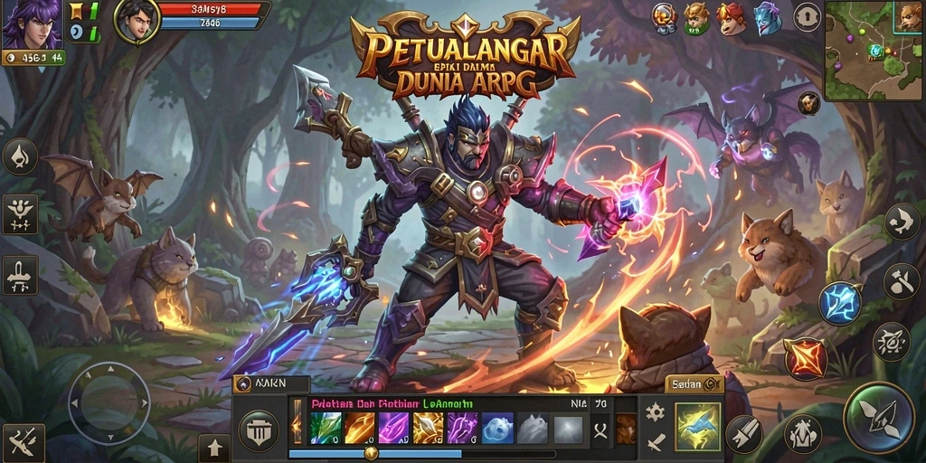 Screenshot utama menunjukkan aksi seru dalam petualangan ARPG.