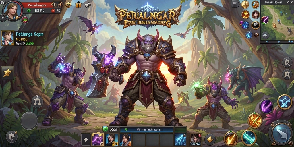 Tampilan gameplay 555F yang menakjubkan dalam dunia MMORPG.