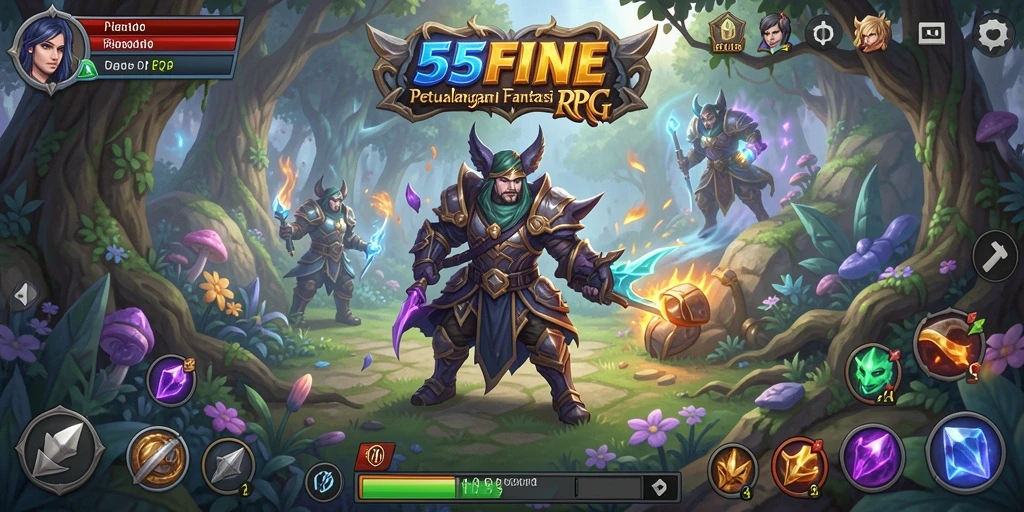Tampilan aksi seru dalam gameplay RPG 55FIVE.