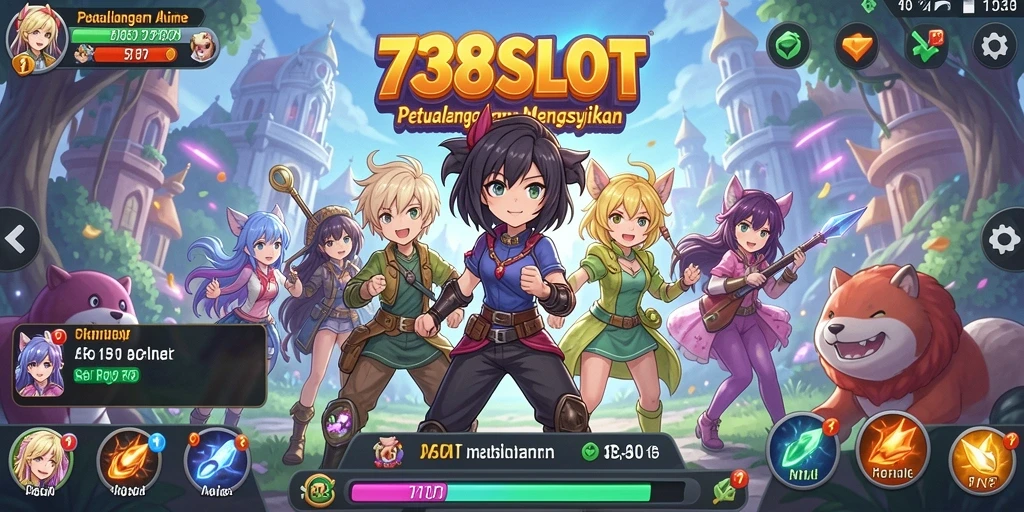 Tampilan utama gameplay 738SLOT yang menarik dengan karakter Anime.