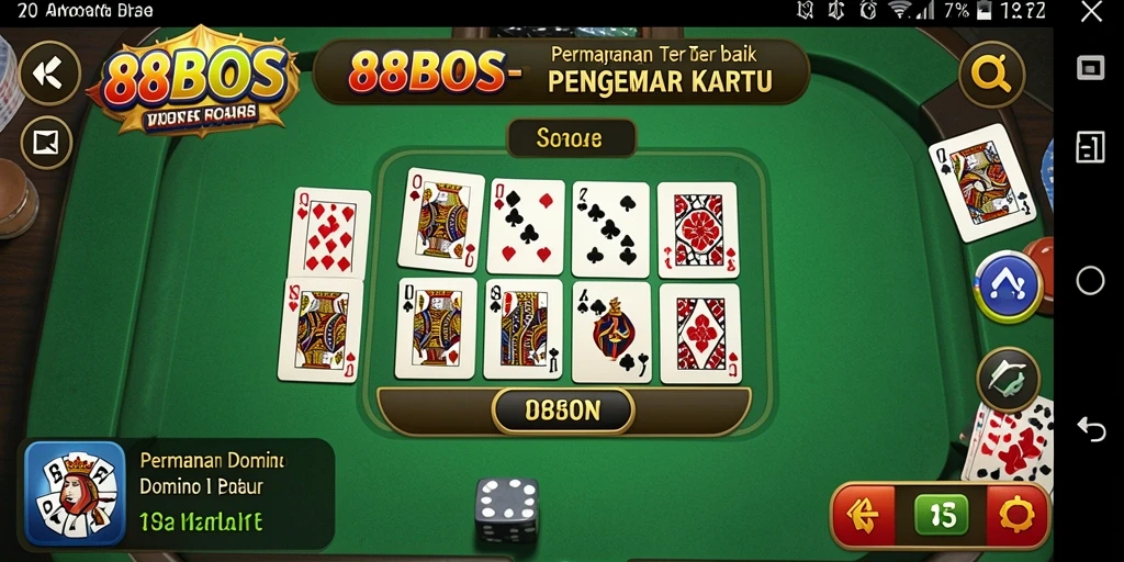 Gambar tampilan gameplay seru dari 88BOS yang menampilkan pemain bermain Domino.