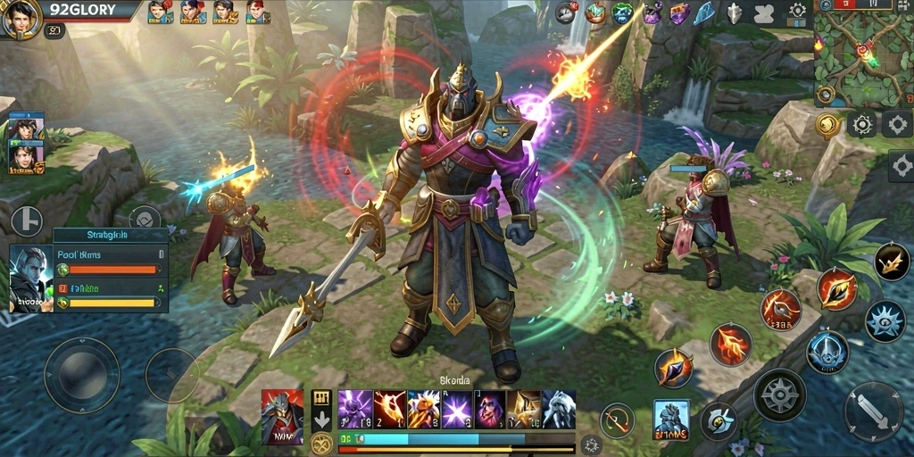 Screenshot gameplay yang menunjukkan aksi strategis dalam 92GLORY.
