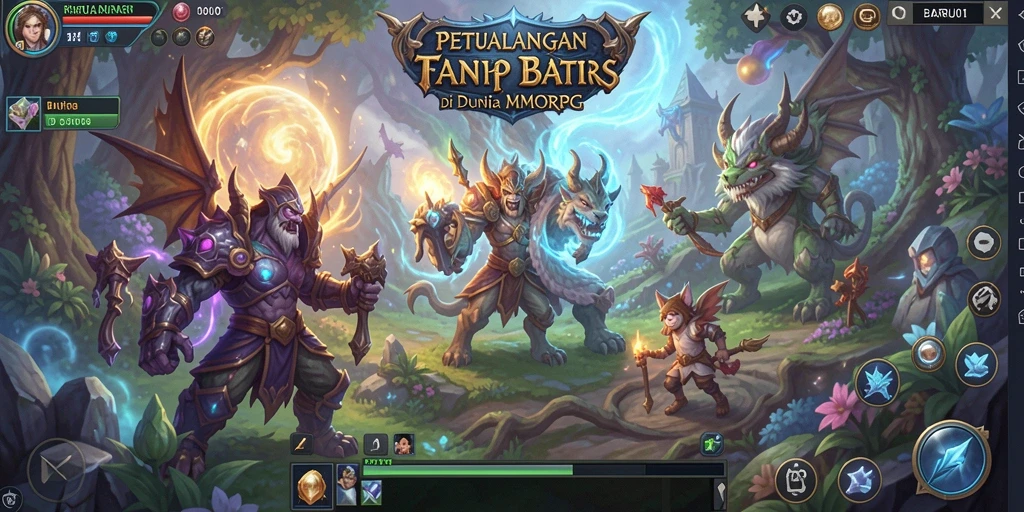 Tangkapan layar gameplay yang menampilkan pertarungan epik dalam dunia MMORPG.