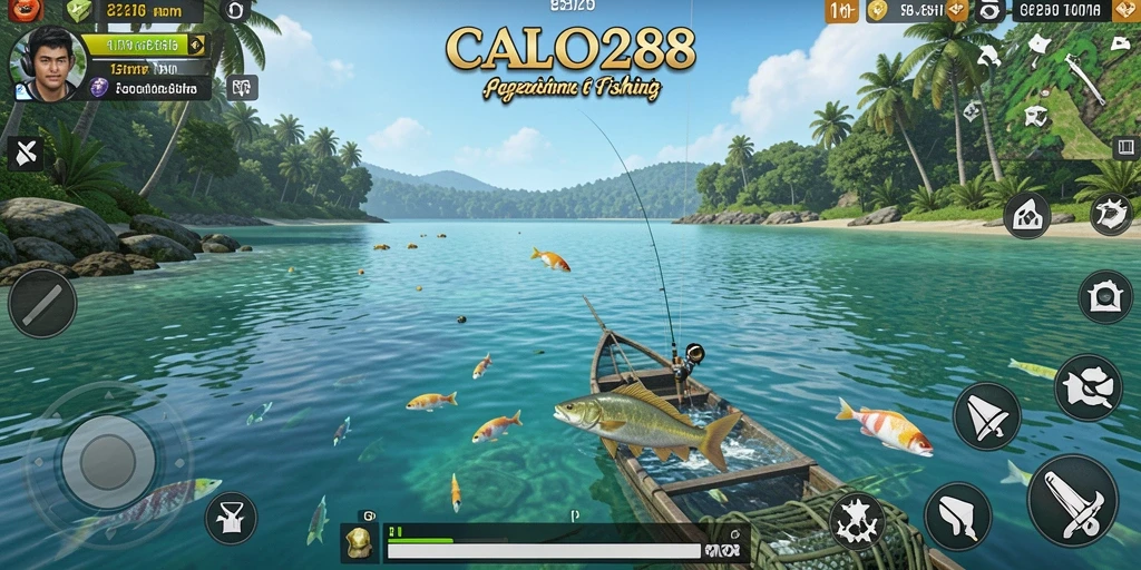 Screenshot gameplay CALO288 menampilkan aksi memancing yang seru dan realistik.