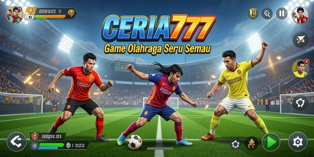 Screenshot utama CERIA777 menunjukkan aksi seru dalam permainan olahraga.