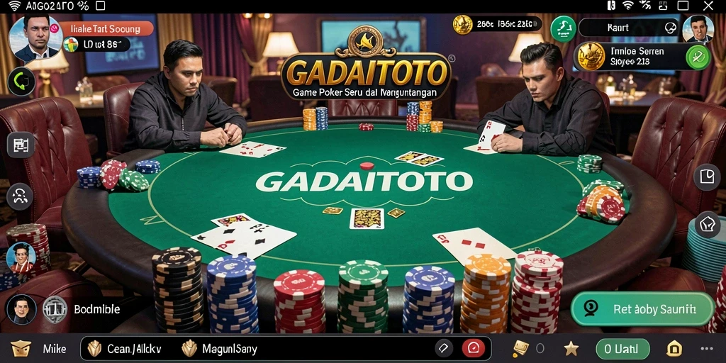 Tampilan gameplay seru di GADAITOTO yang penuh aksi poker.