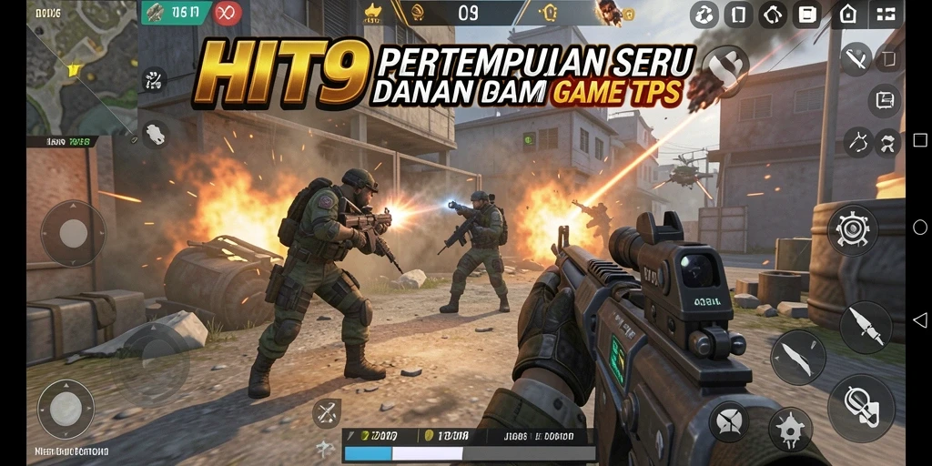 Tampilan gameplay seru dalam HIT9 dengan aksi tembak-menembak yang mendebarkan.