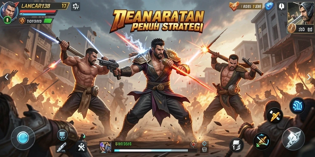 Gameplay LANCAR138 menampilkan pertarungan seru antar karakter dengan efek visual menarik.