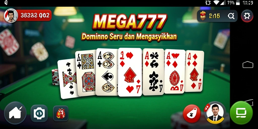 Tampilan gameplay seru dalam permainan Domino MEGA777.