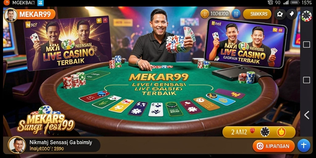 Tampilan gameplay Live Casino yang mendebarkan di MEKAR99.