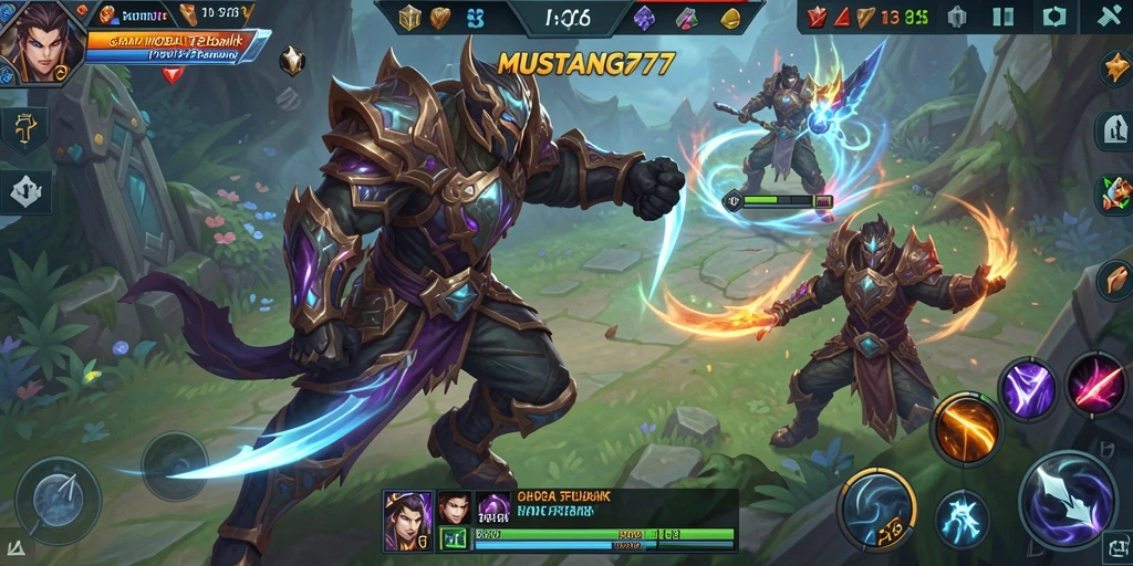 Tampilan gameplay seru dan strategis dalam <strong>MUSTANG77</strong> MOBA.