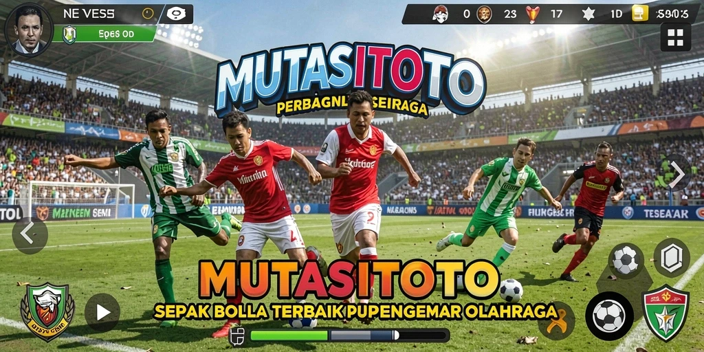 Screenshot dari gameplay MUTASITOTO yang menampilkan aksi seru permainan sepak bola.