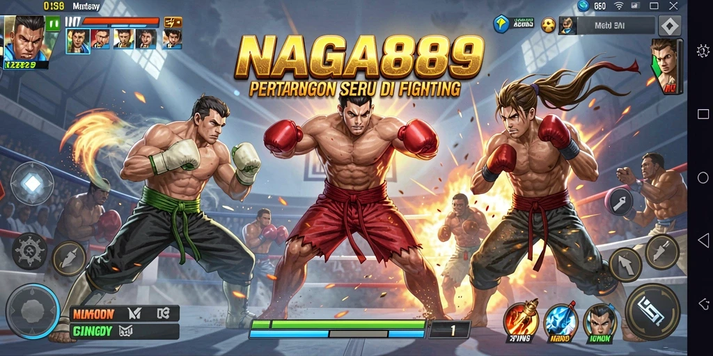 Screenshot gameplay NAGA889 menunjukkan aksi pertarungan yang mendebarkan.