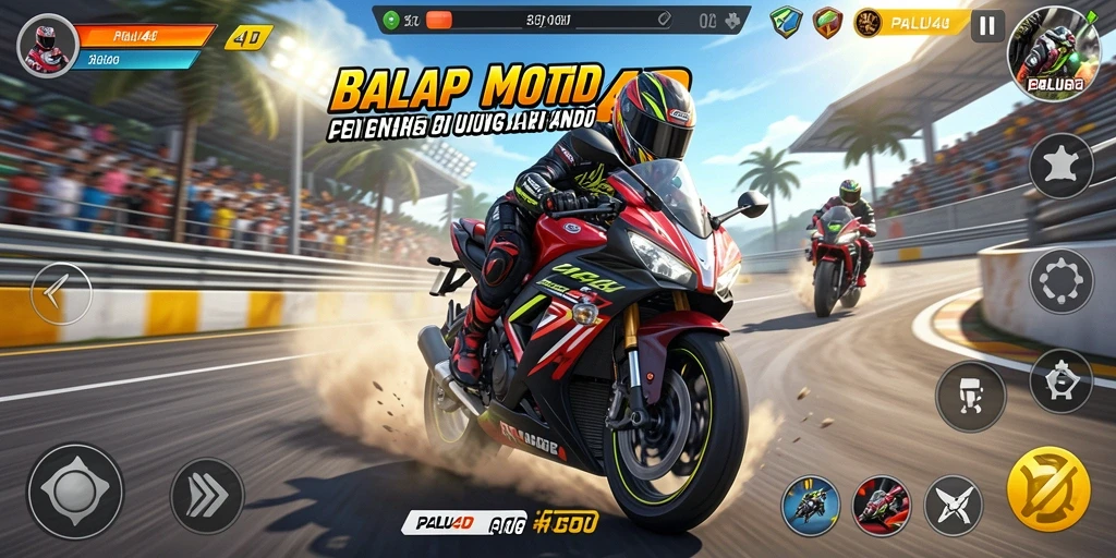 Screenshot gameplay PALU4D yang menampilkan aksi balap motor yang seru.