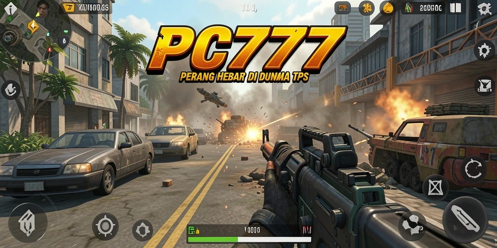 Tampilan gameplay menegangkan dari PC777 dalam pertempuran TPS.