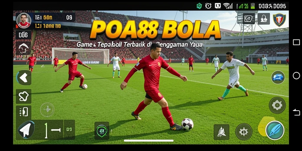 Tampilan gameplay seru POA88 dengan aksi sepak bola mendebarkan.