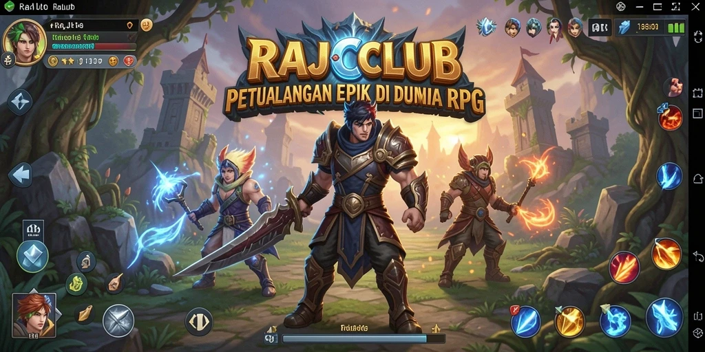 Screenshot gameplay RAJACLUB yang menampilkan pertempuran epik dalam RPG.