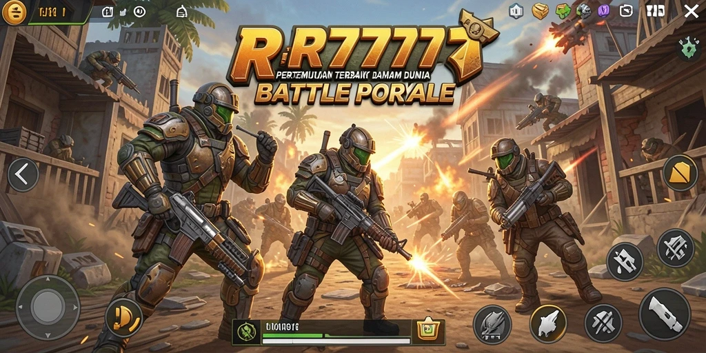 Screenshot utama RR777 menampilkan momen seru dalam pertempuran Battle Royale.
