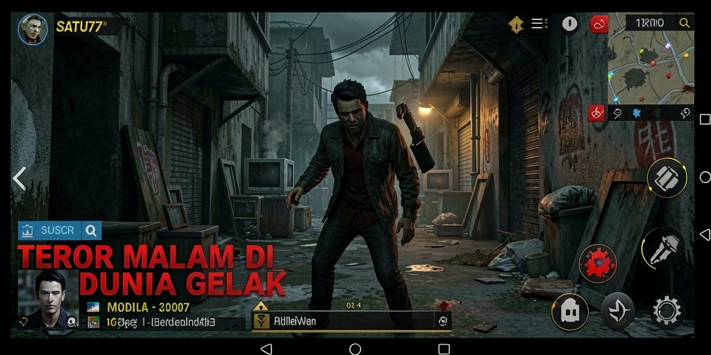 Screenshot utama SATU77 dengan suasana menyeramkan dan gameplay menegangkan.