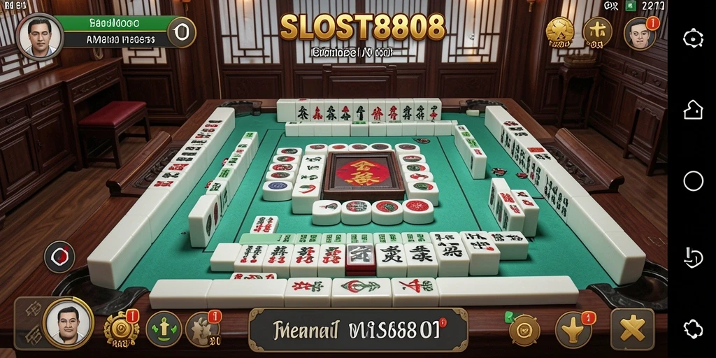 Screenshot utama SLOST8808 yang menunjukkan gameplay Mahjong yang seru.