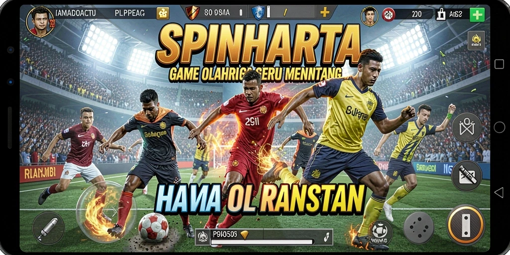 Screenshot gameplay SPINHARTA menampilkan aksi olahraga yang seru.