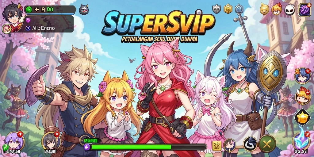 Tampilan gameplay SUPERSVIP yang menarik di dunia anime.