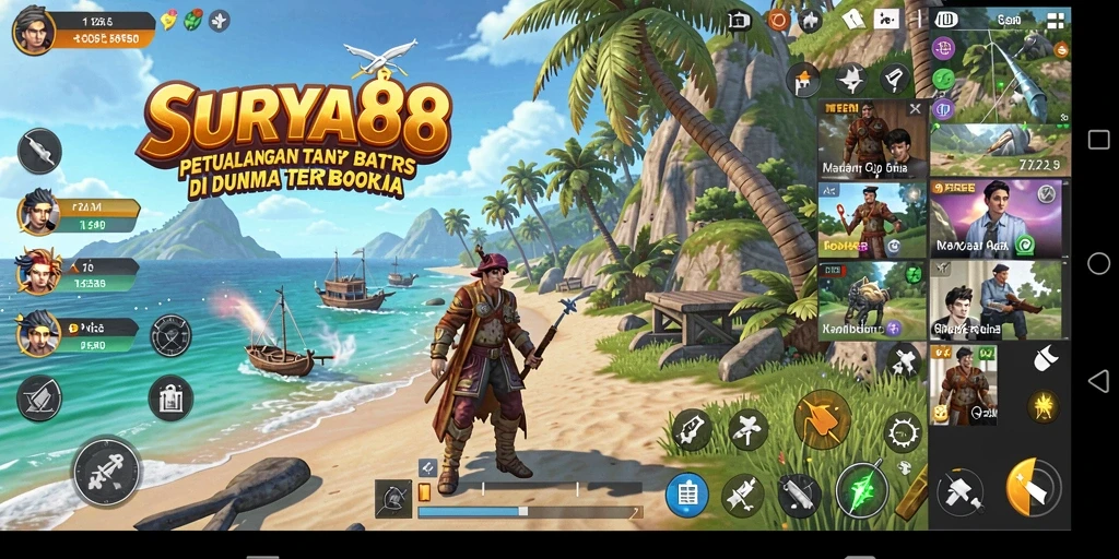 Screenshot menunjukkan pemain menjelajahi dunia terbuka yang indah.