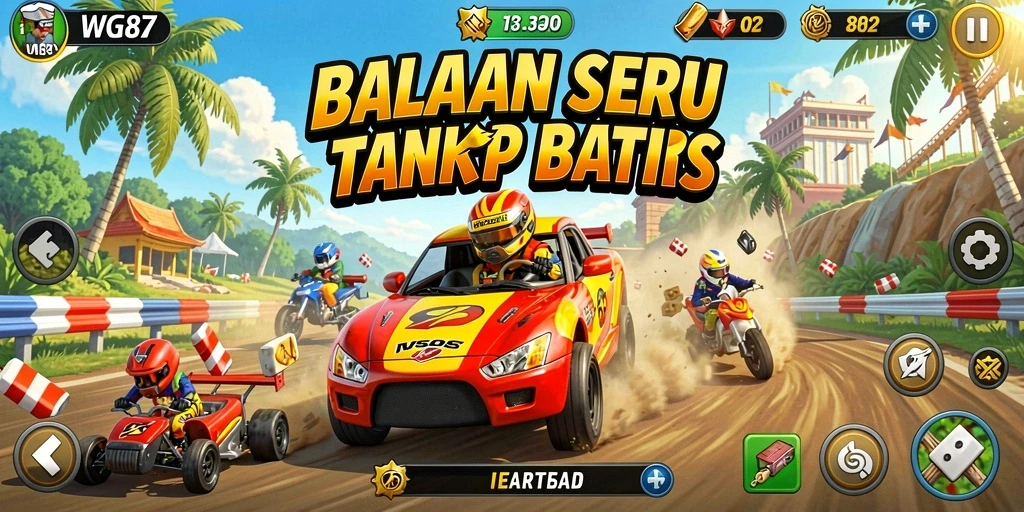 Screenshot utama WG87 menampilkan aksi balapan yang mendebarkan.