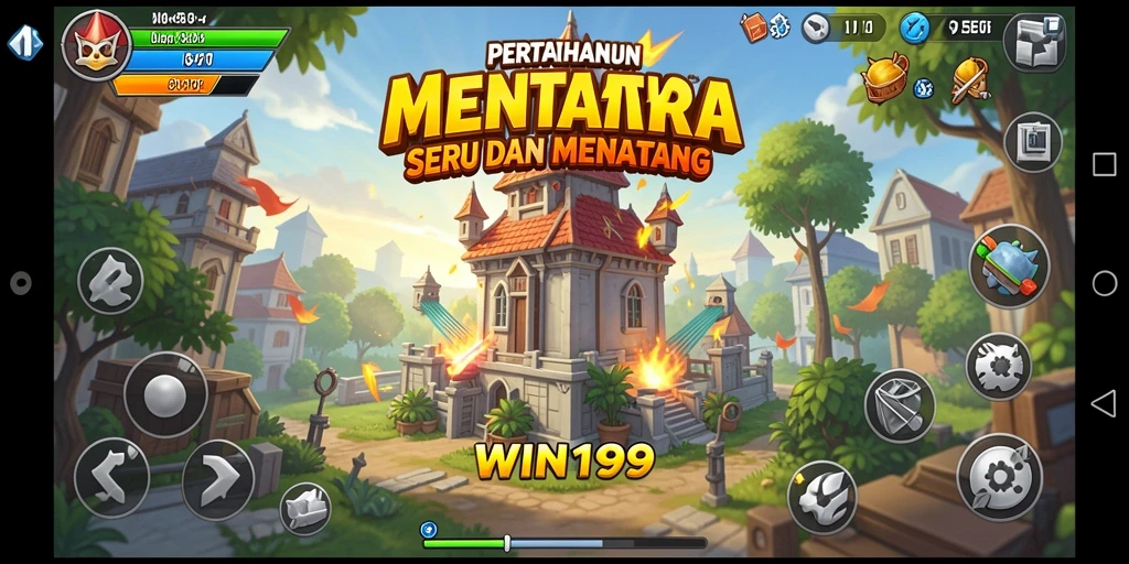Screenshot menunjukkan gameplay mendebarkan dari WIN199 dalam Tower Defense.